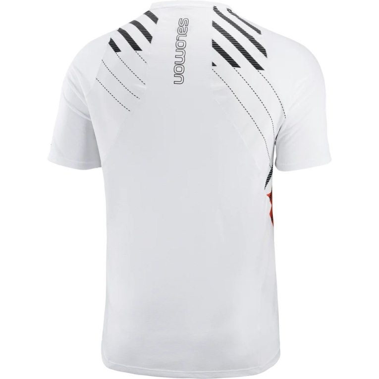 White / Red Salomon Sense Aero Short Sleeve Men's T-Shirts | IE PC1632